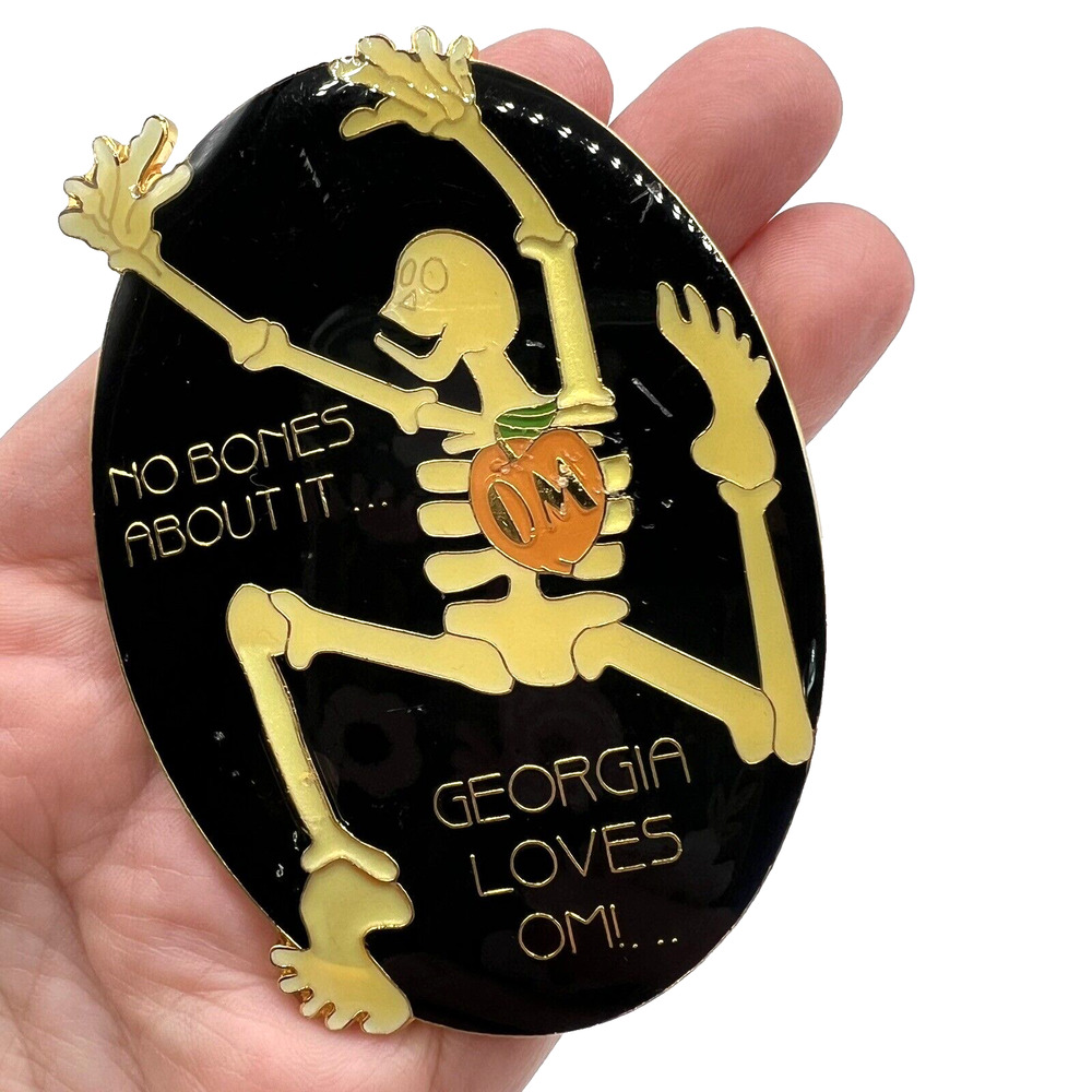 Georgia Odyssey Of The Mind Skeleton Halloween Enamel Lapel Trading Pin READ